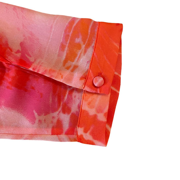 Chicos Sheer Tunic Top Coral‎ Pink Shirt Cover Up Beaded V Neck Long Sleeve 12 - Picture 7 of 10